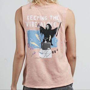 NWT Volcom Pink Graphic Tank Top Women's SZ Med